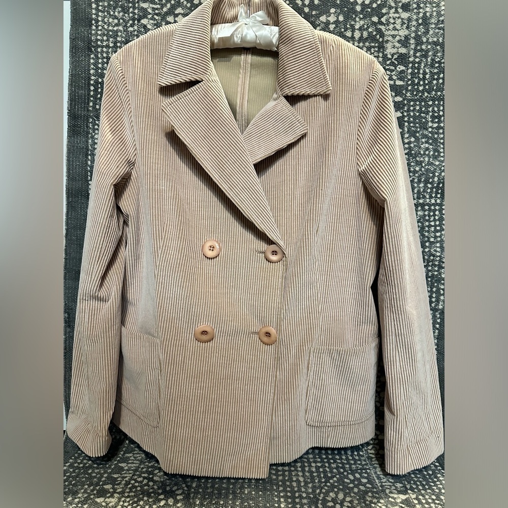Lafayette 148 New York Beige Pinstripe Blazer